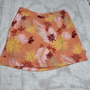Izod Comfort Golf Skort Skirt Women's Size 4 Orange Yellow Floral Fronds Print